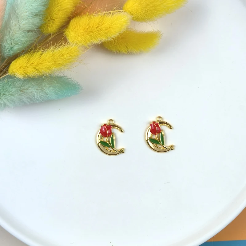 10 шт. эмалированные подвески-тюльпаны 4 цвета