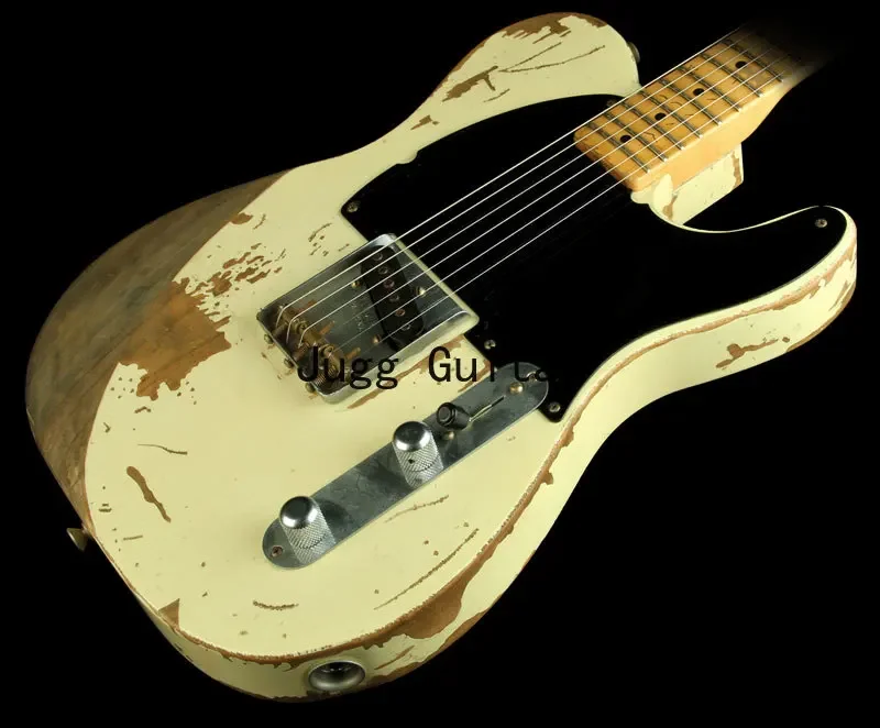 

Легендарная электрическая гитара 1954 Джефф Бека ярдов эскир Tribute Relic White -Gib, произведенная Тоддом краусом