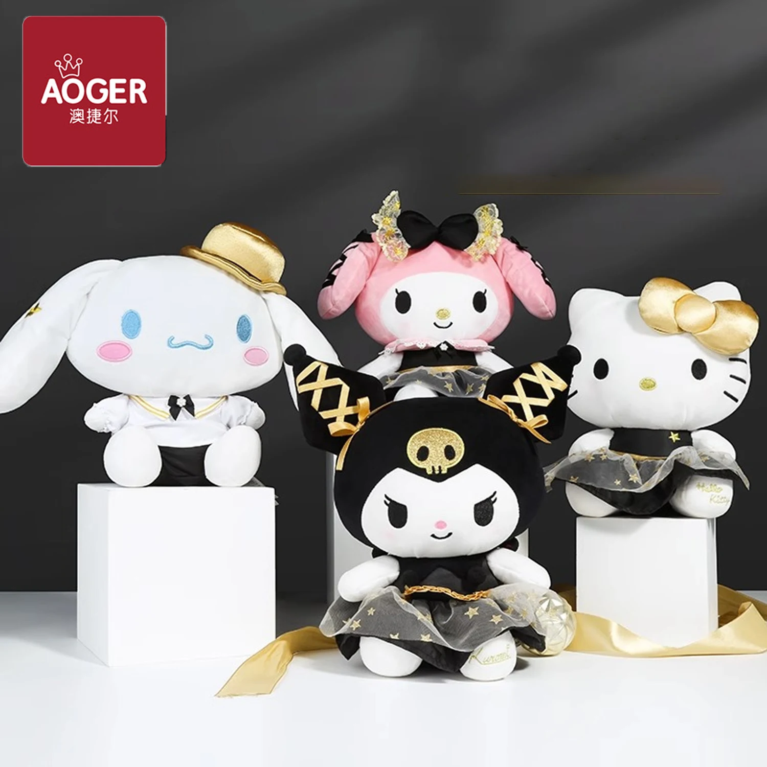 

Aoger sanrio плюшевая кукла hello kitty Kuromi черная Золотая серия Cinnamoroll Melody мультфильм Тонг Аниме Кукла Подушка игрушка 20 см 30 см подарок