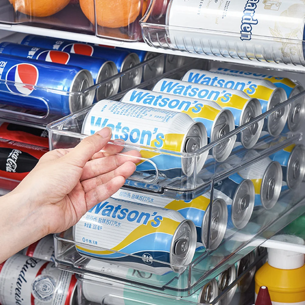 

NEW Refrigerator Organizer Bins Soda Can Dispense Clear Plastic Canned Food Pantry Storage Rack Beverage Storage Home Organizer