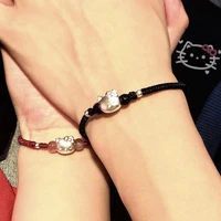 kawaii cartoon hellokittys 999 pure silver bracelet couple pair necklace ring bracelet send object girlfriend birthday gift