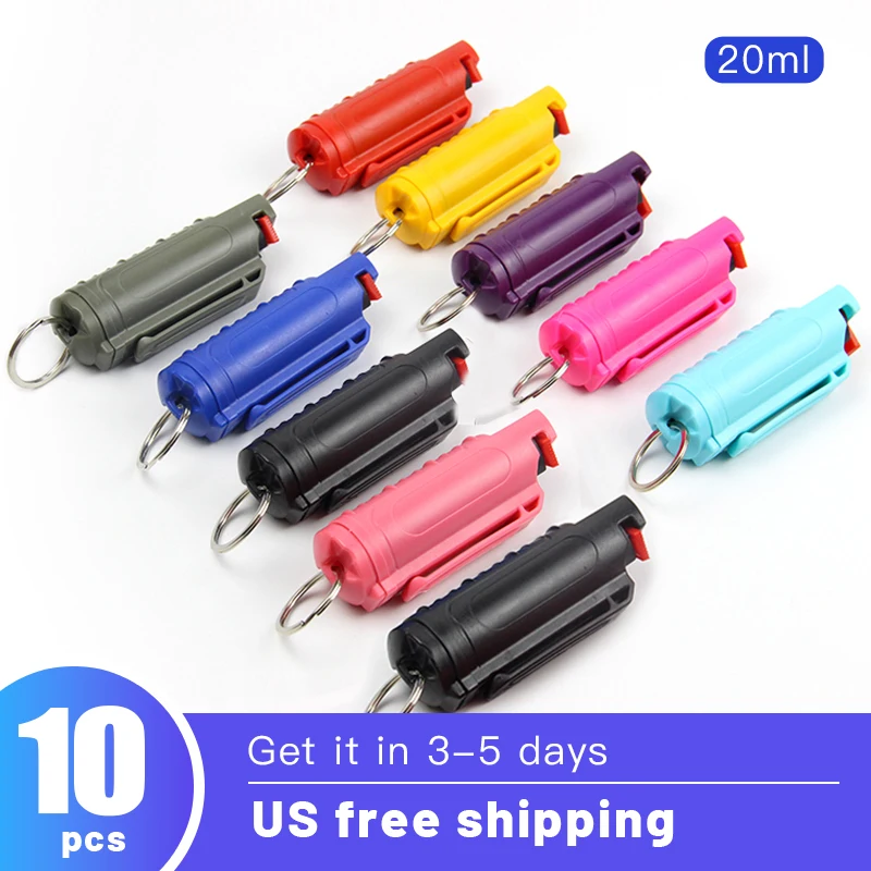 

Бесплатная доставка, 10 шт., брелок для защиты и самообороны на открытом воздухе, портативный мини-брелок для ключей с распылителем, женский б...