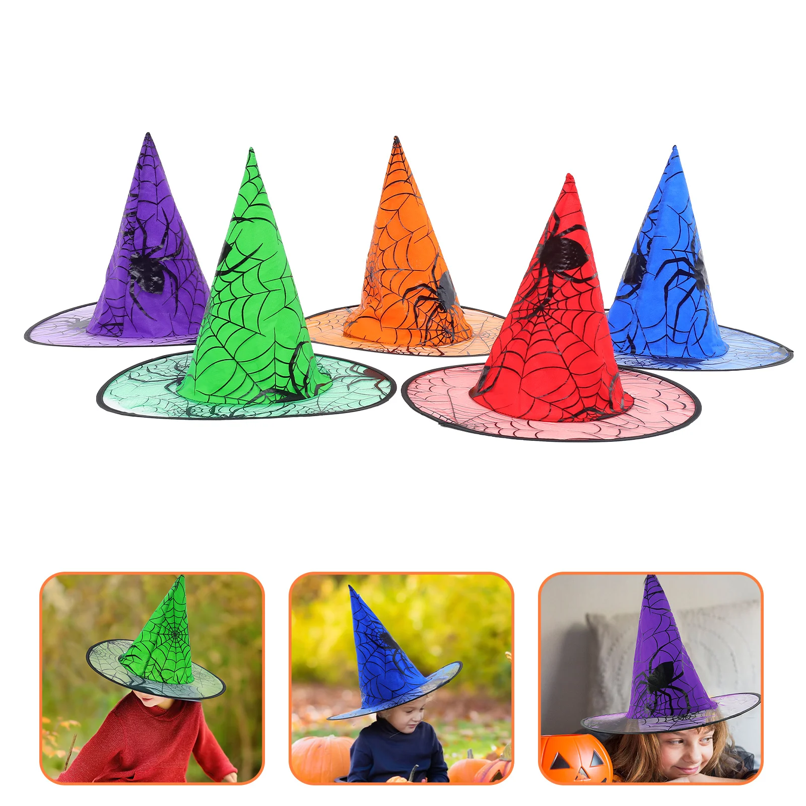 

5Pcs Elegant Wear Resistant Party Gauze Witch Hat Party Witch Hat Halloween Hat Witches Hat Party Hat for Party Decor Halloween