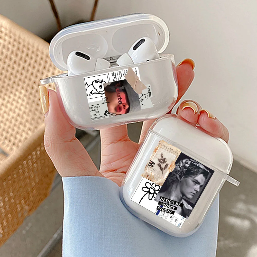 Мягкие прозрачные чехлы из ТПУ для Apple Airpods 1/2 3 INS модные наушников в стиле ретро