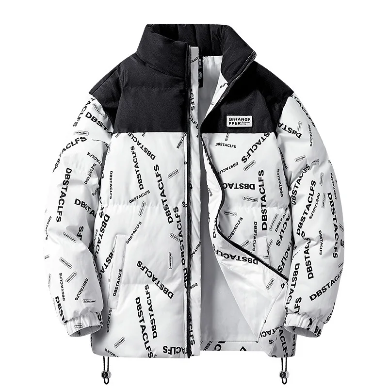 Winter Padded Jacket Men Fashion Patchwork Parkas Winter Thick Jackets Stand Collar Parkas Warm Coats Male Outdoor Outerwear