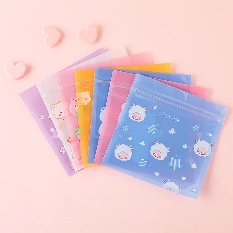 

50Pcs/Set PET Cartoon Pattern Storage Bags Multipurpose Cute Self-sealing for Gift Wrapping Sealed Bag Sundries Classification