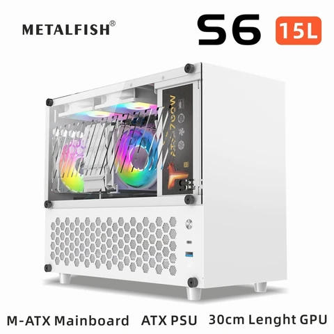 Игровой Компьютер METALFISH S6, белый компактный корпус, шасси для игрового ПК, максимальная длина 31 см, системная плата MATX ATX/SFX, кулер средней высоты