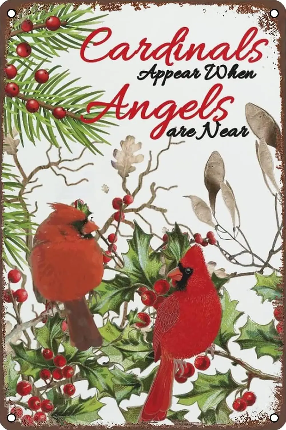 Metl Tn Sgns Crdnls pper When ngels re Ner Retro Wll Декор для дома Broom Grden Mn Cve Brs Resturnts Cfes Offce Sre Sgn 12 8