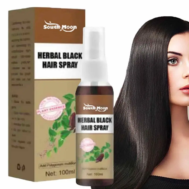 

Black Hair Spray Natural Nourishing Hair Spray 3.4 Fl Oz Hair Darkening Supplement Deep Conditioning Repairing Hair Care Product