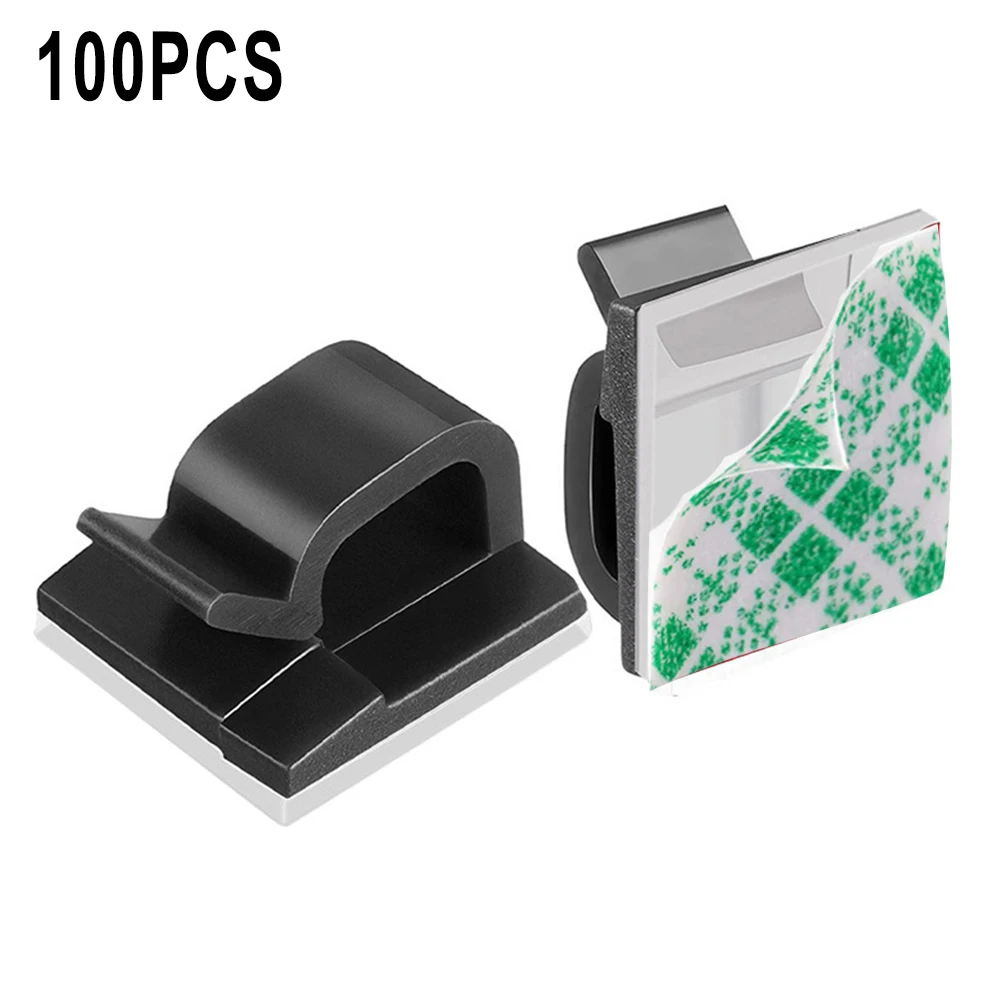 100Pcs Cable Fixer Self-adhesive Wire Tie Cable Clamp Clips Management Holder For Car Dash Camera GPS Data Cable Desk Storage