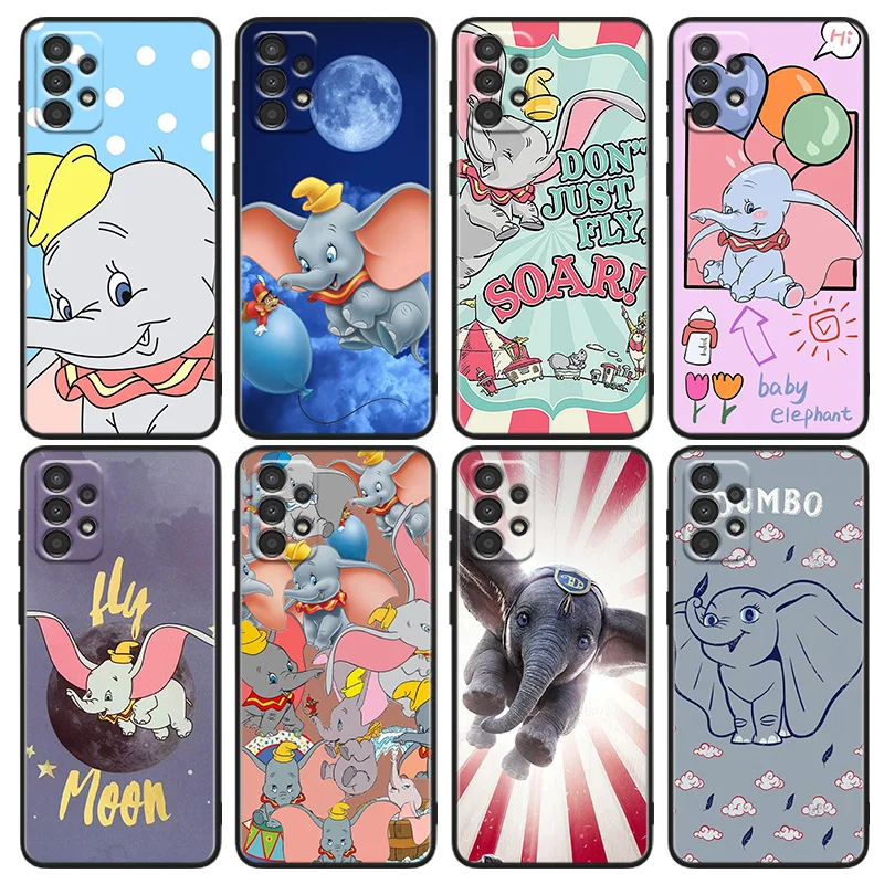 

Cute Animation Dumbo For Samsung A91 A81 A73 A72 A71 A54 A53 A52S A51 A42 A41 A34 A33 A21 A31 A23 lite Black Cover