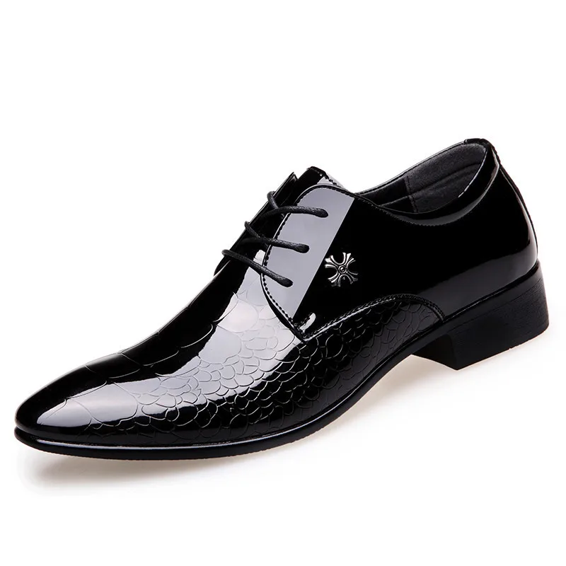 

Men luxury patent leather wedding shoes pointed toe dress shoes classic derbies plus size 38-48 Newest italian oxford shoes
