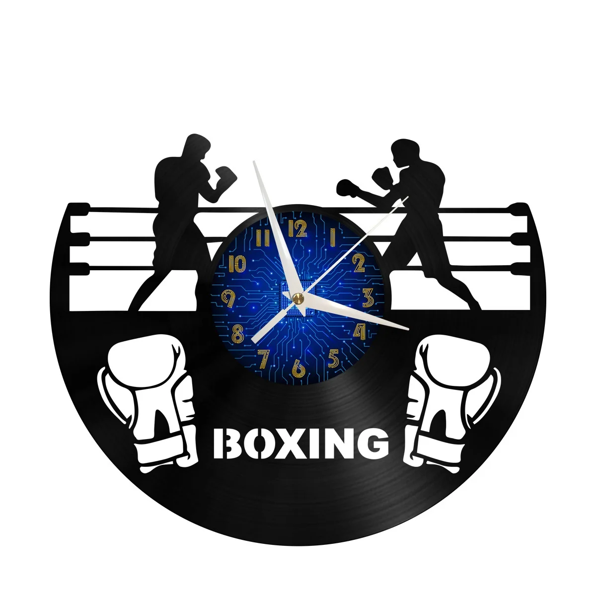 

Boxing Match Vinyl Wall Clock, Vinyl Record Clock Wall Art Silent & Non-ticking