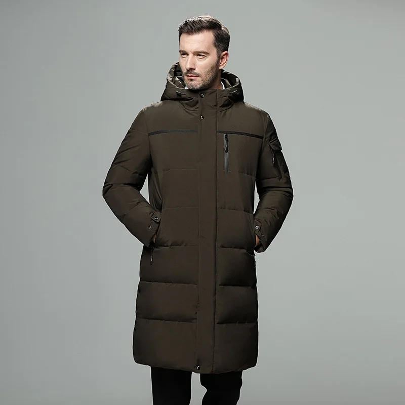 Down Jacket Men's Winter New Men's Coat Thickened Large Size Hooded Middle Long Fashion Trend Down Jacket Men