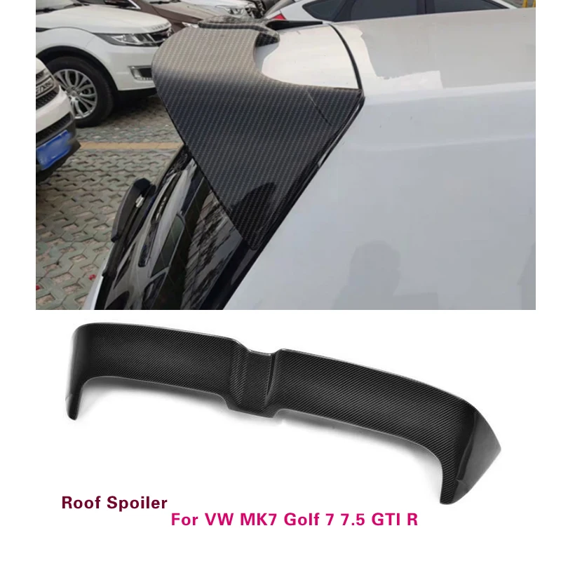 

Use for Volkswagen VW Golf 7 VII MK7 7.5 GTI R 2014 - 2019 Carbon Fiber Rear Trunk Roof Spoiler Window Wings ABS Glossy Black