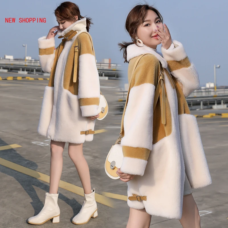 Fashion Long Teddy Coat Jacket Women 2023 Autumn Winter Warm Lambswool Jackets Blue Faux Fur Coat Fur Female Outerwear Vintage