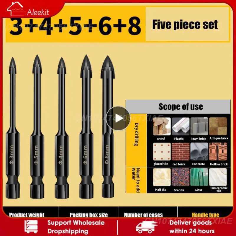 Triangle Drill Alloy Hole Saw Tile Glass Cross Spear Head Drill Bits 3/4/5/6/7/8/10/12 Mm Hexagonal Shank Drill Tile Drills