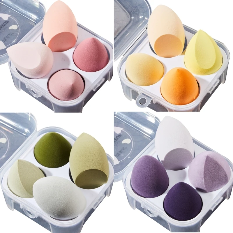 4x Makeup Sponge Set Contouring Under Eyes Face Beauty Powder Puff For Foundation Cream Concealer Make Up Blender Tools