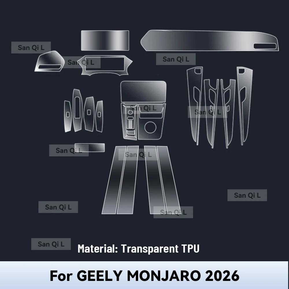 

Для GEELY MONJARO 2026, внутренняя центральная консоль, прозрачная защитная пленка из ТПУ, автомобильные аксессуары против царапин, набор для ремонта