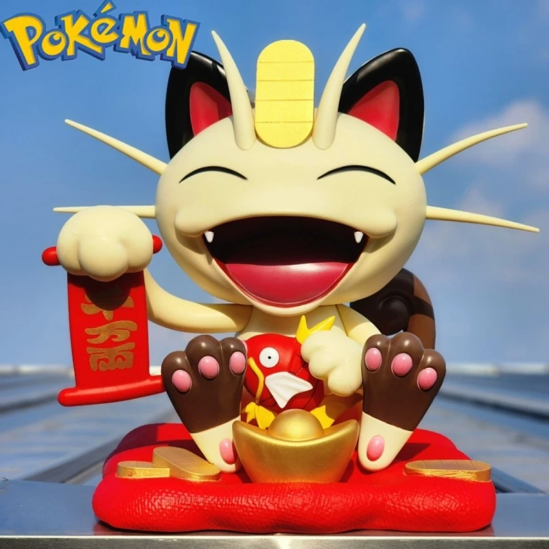 

Pokemon 35cm Recruit Wealth Meowth Mega Lucario Anime Doll Model Figures Toy Fortune Cat Collect Decoration Kids Birthday Gift