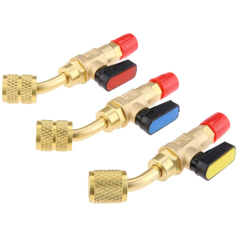 

Шаровой клапан нового кондиционера, Угловой запорный шаровой клапан ОВКВ, адаптер, шаровой клапан 5/16 дюйма SAE, шаровой клапан для кондиционе...