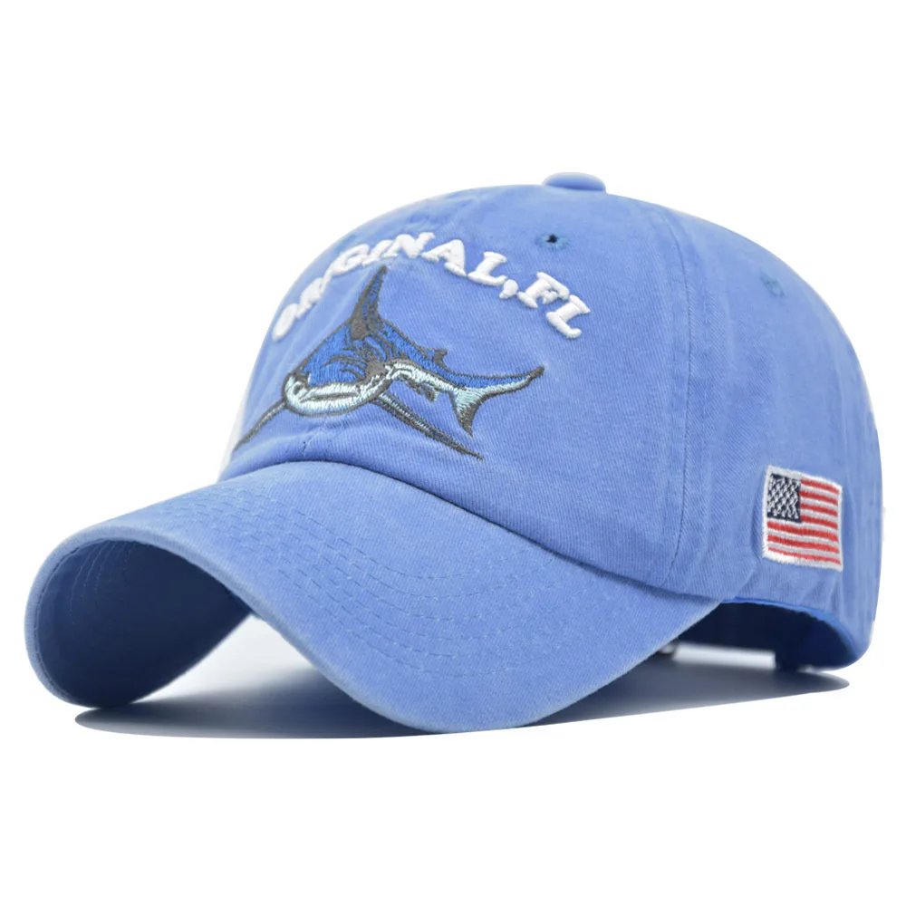 

Новинка 2023, моющаяся бейсболка, шапка в виде акулы, бейсболка с 3D вышитыми буквами, мужская и женская шапка с языком утки и флагом США