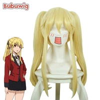 bubuwig synthetic hair kakegurui meari saotome ponytail wig 50cm long straight blonde cosplay wigs heat resistant with 2 clips