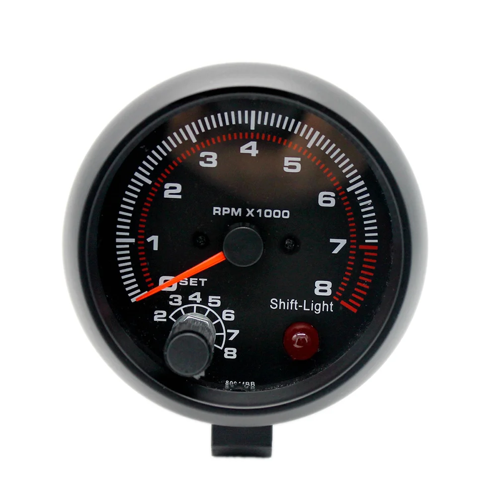 

12V Digital Tachometer Gauge 95mm Dial Red Car Engine Meter (Black)