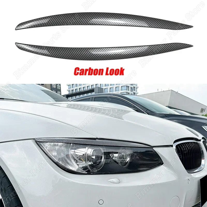 

ABS глянцевый черный карбоновый вид автомобильные передние фары брови веки для BMW 3 серии E90 M3 E92 E93 2008-2012 Pre-LCI 3D наклейки