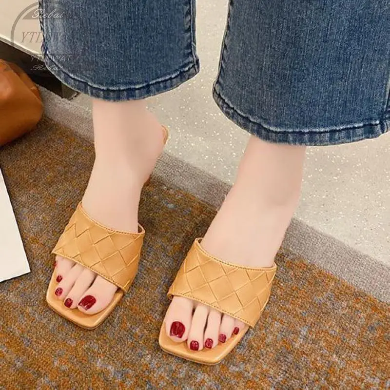 YTLDWAT 2022 Summer Women Pumps Square Toe Ladies Heel Mules Sexy Thin High Heels Sandals Slippers Female Fashion Woman Shoes