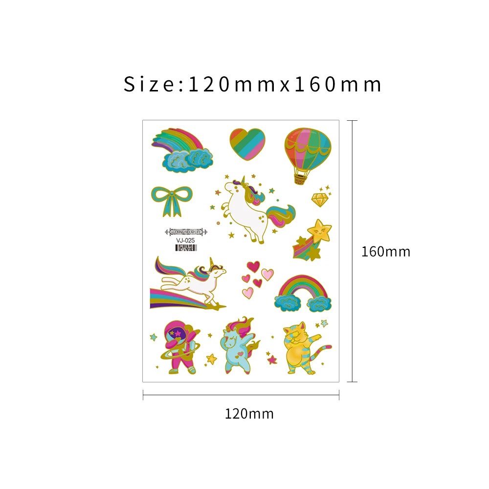 VeeCharm-золотые металлические Временные татуировки-наклейки премиум-класса в виде