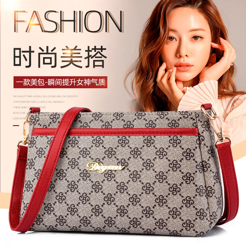 

European and American fashion 2022 new retro one-shoulder diagonal portable multi-compartment printed women's bag