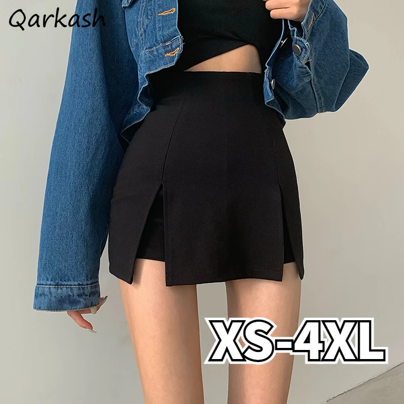 

Black Mini Skirts for Women High Waist Side Slit Summer Sexy Slim Hot Females Stylish Hipster New Arrival Korean Style Fashion