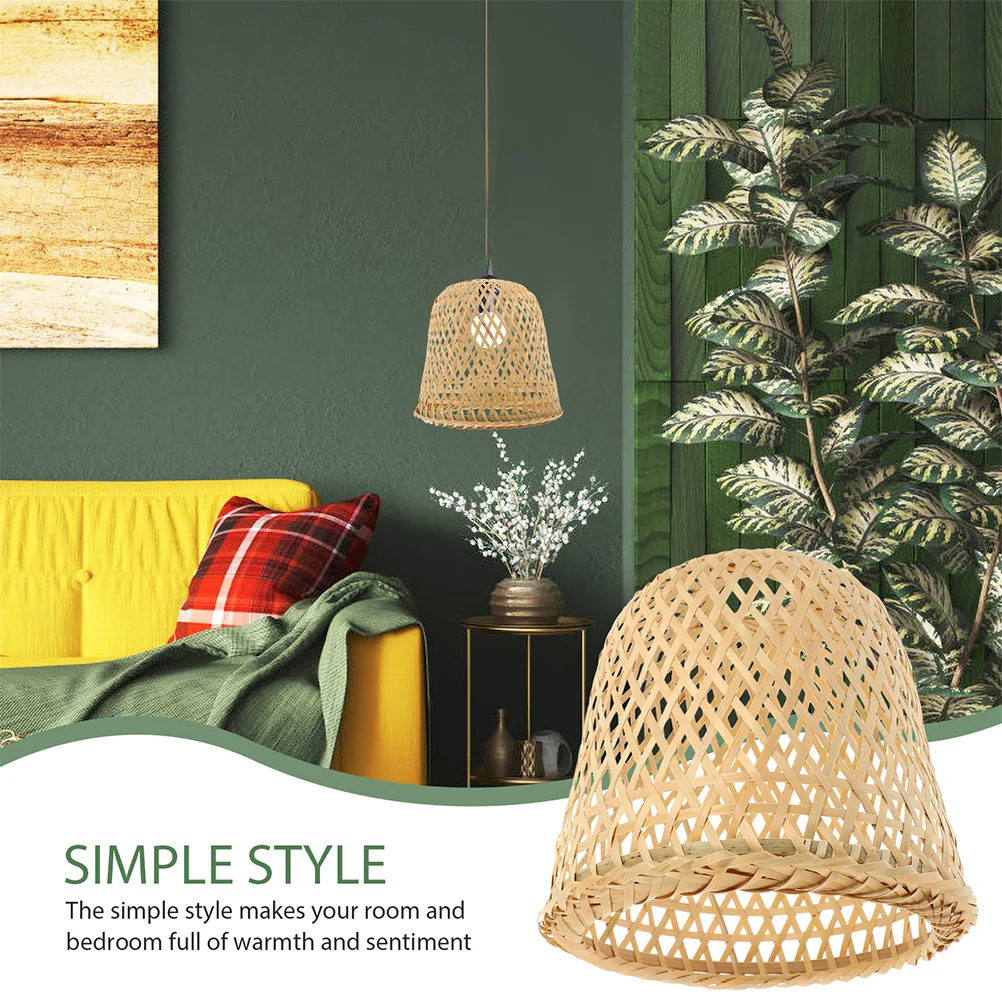 

2 Pcs Bamboo Lampshade Pendant Light Lampshades Shield Cover Woven Weaving Home