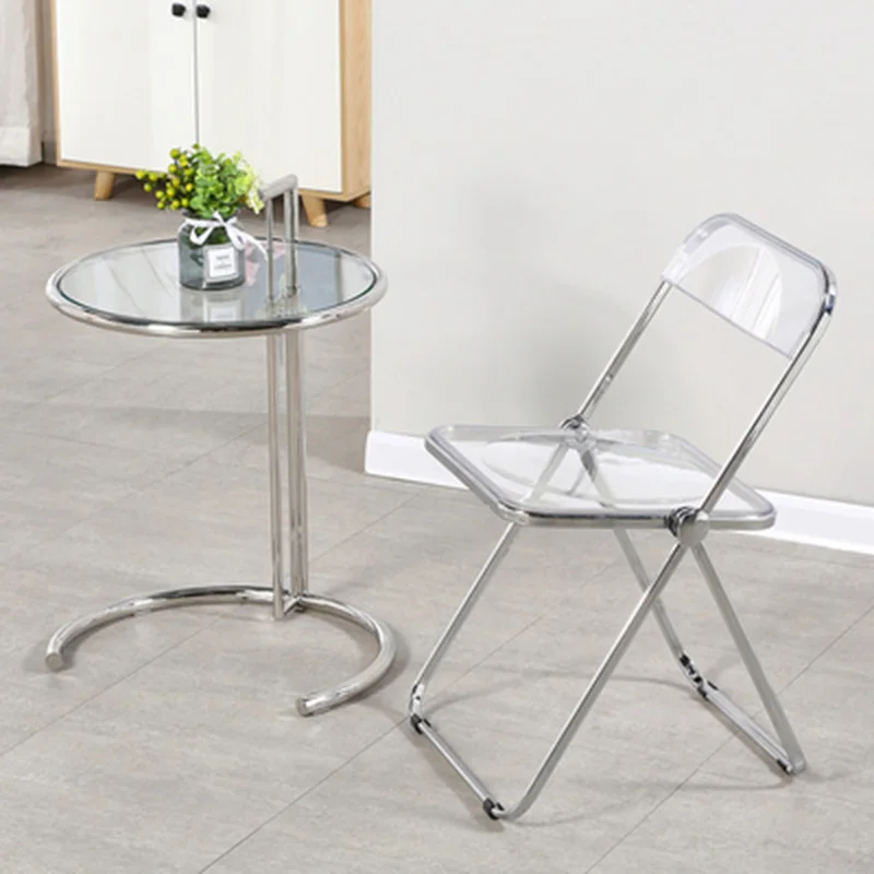 

Nordic Modern Balcony Chair Acrylic Transparent Chair Folding Stool Milk Tea Cafe Dining Chair Clothing Store Leisure Furnitures