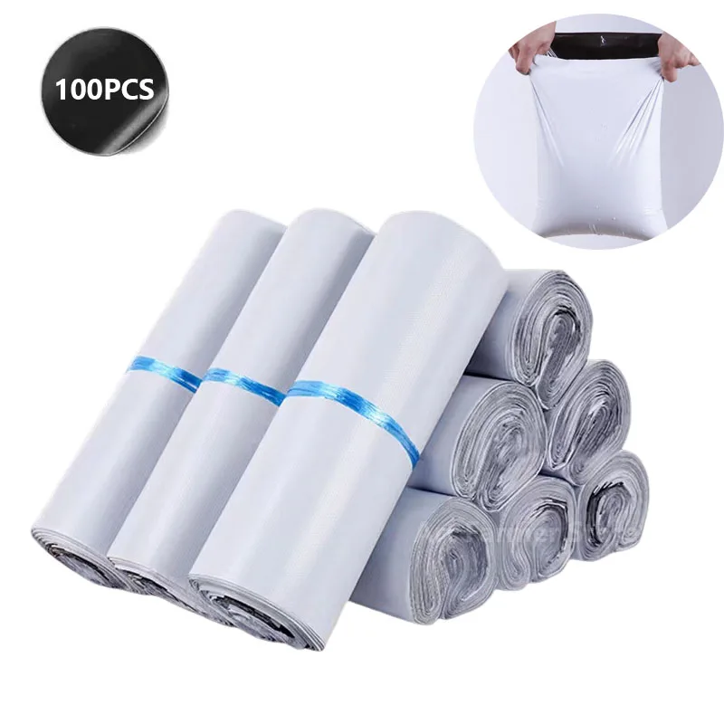 

100Pcs White Courier Mailer Bags Packaging Poly Package Plastic Self-Adhesive Mailing Express Bag Envelope Postal Pouch Mailing