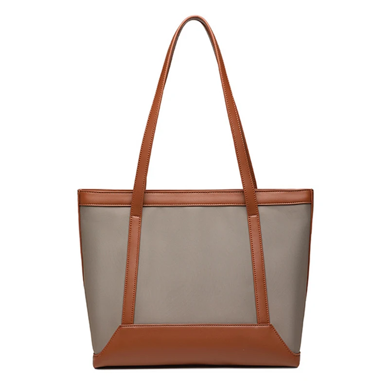 

Осенне-зимние женские сумки 2022, двухцветные большие Наплечные сумки для женщин, Высококачественная нейлоновая сумка-тоут с кожаными сумками для покупок