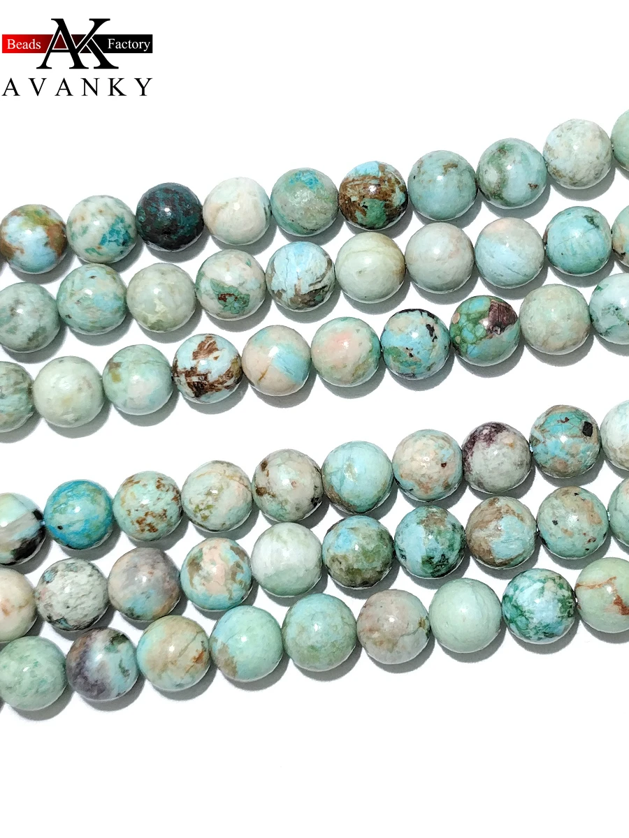 Natural Stone Green Turquoise Crystal For Jewelry Making Round Spacer Beads Diy Bracelets Necklace Accessories 15