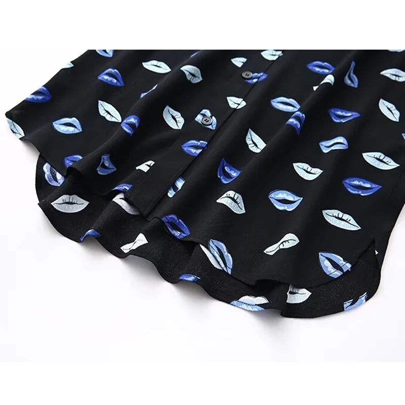 Женские рубашки с принтом TRAF 2024 рубашка на пуговицах женские длинным рукавом и