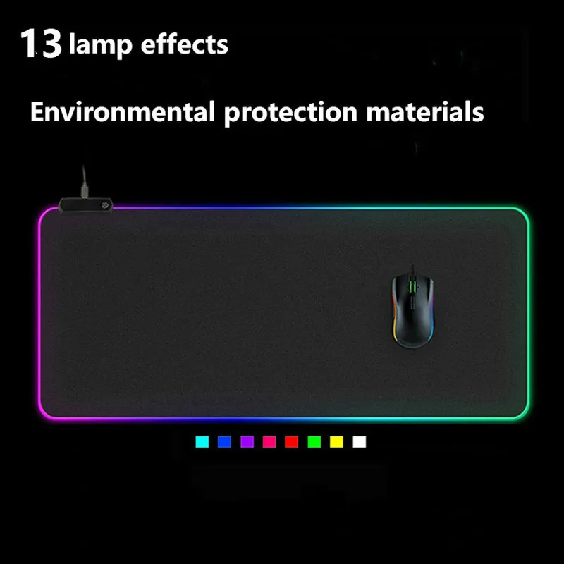 

LED Light Gaming Mouse Pad RGB Large Keyboard Cover Non-Slip Rubber Base Computer Carpet Desk Mat PC Game Mouse Pad