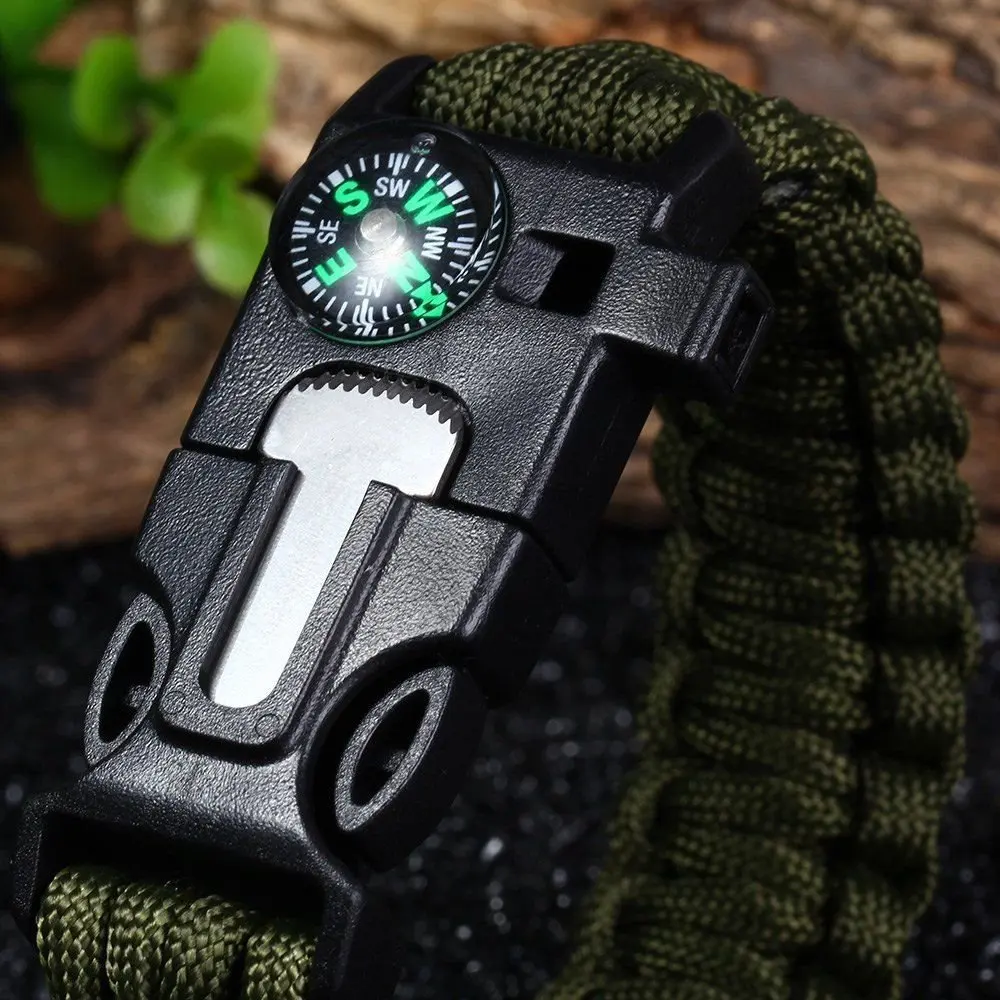 

Multi-function Military Emergency Survival Paracord 4mm Bracelet Outdoor Scraper Whistle buckle paracord tools 550 paracord