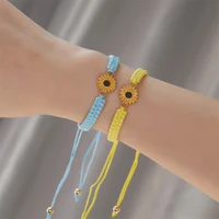 fashion sweet daisy sunflower bracelets for women men hand woven rope flower charm bracelets couple bangles friendship jewelry