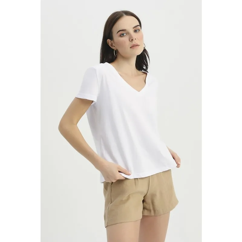 

With shoulder pads V-Neck Tshirt White T Shirt Y2K Top Nostalgic Summer Women T-Shirt Anime Bluz