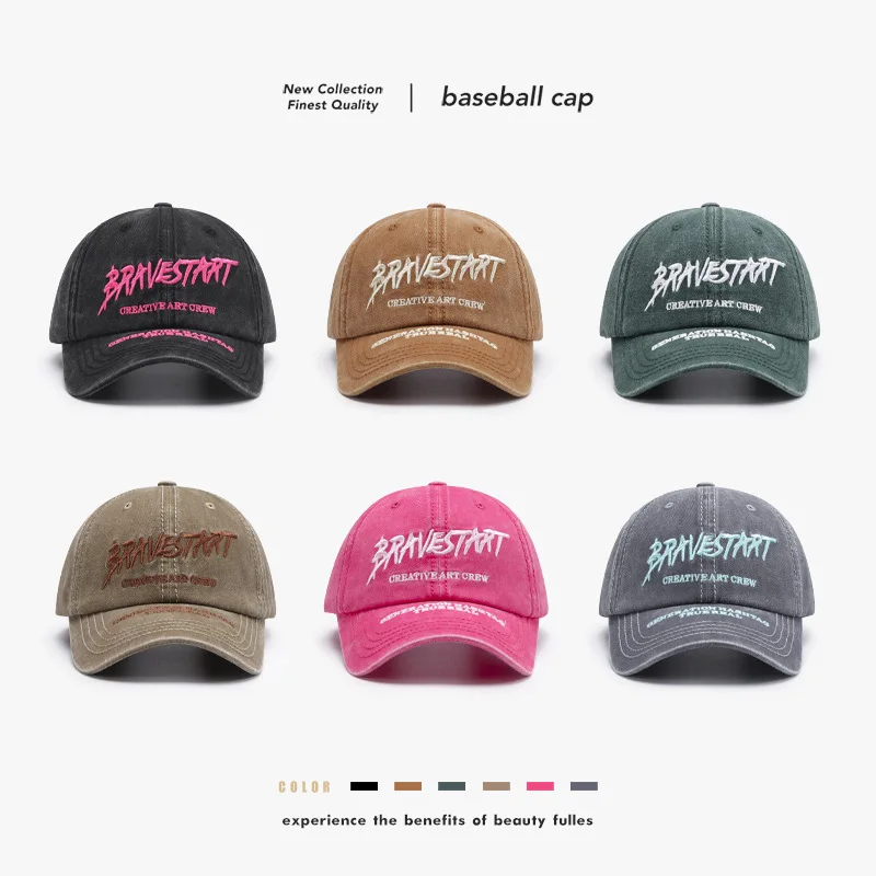 Fashionable Outdoor Versatile Curved Eaves Letter Embroidery Men's Duck Tongue Cap Washable Women's Simple Baseball Cap