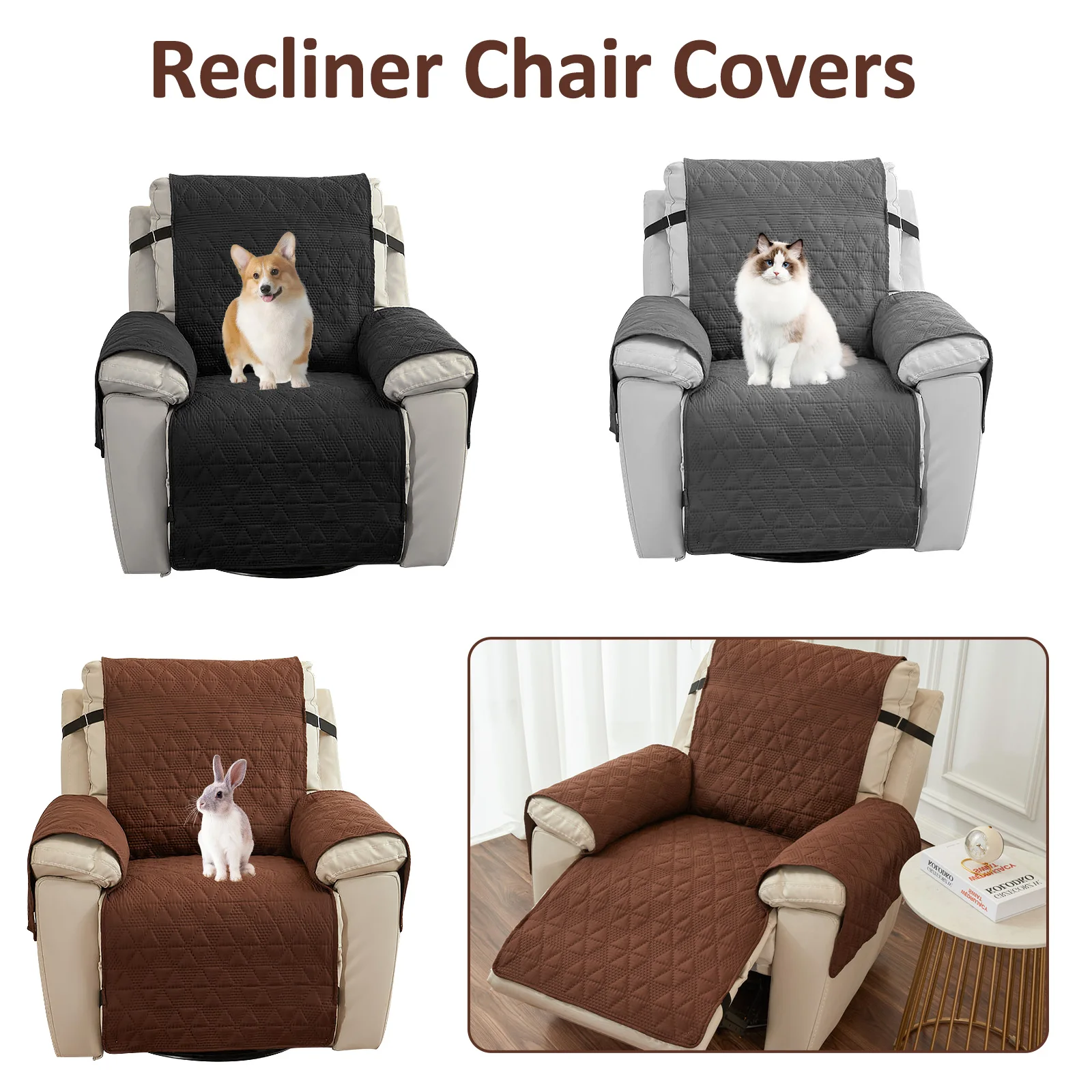 

Новые Нескользящие чехлы на кресла с 2 эластичными ремешками и противоскользящим полосками, водонепроницаемые чехлы на диван с откидывающейся спинкой