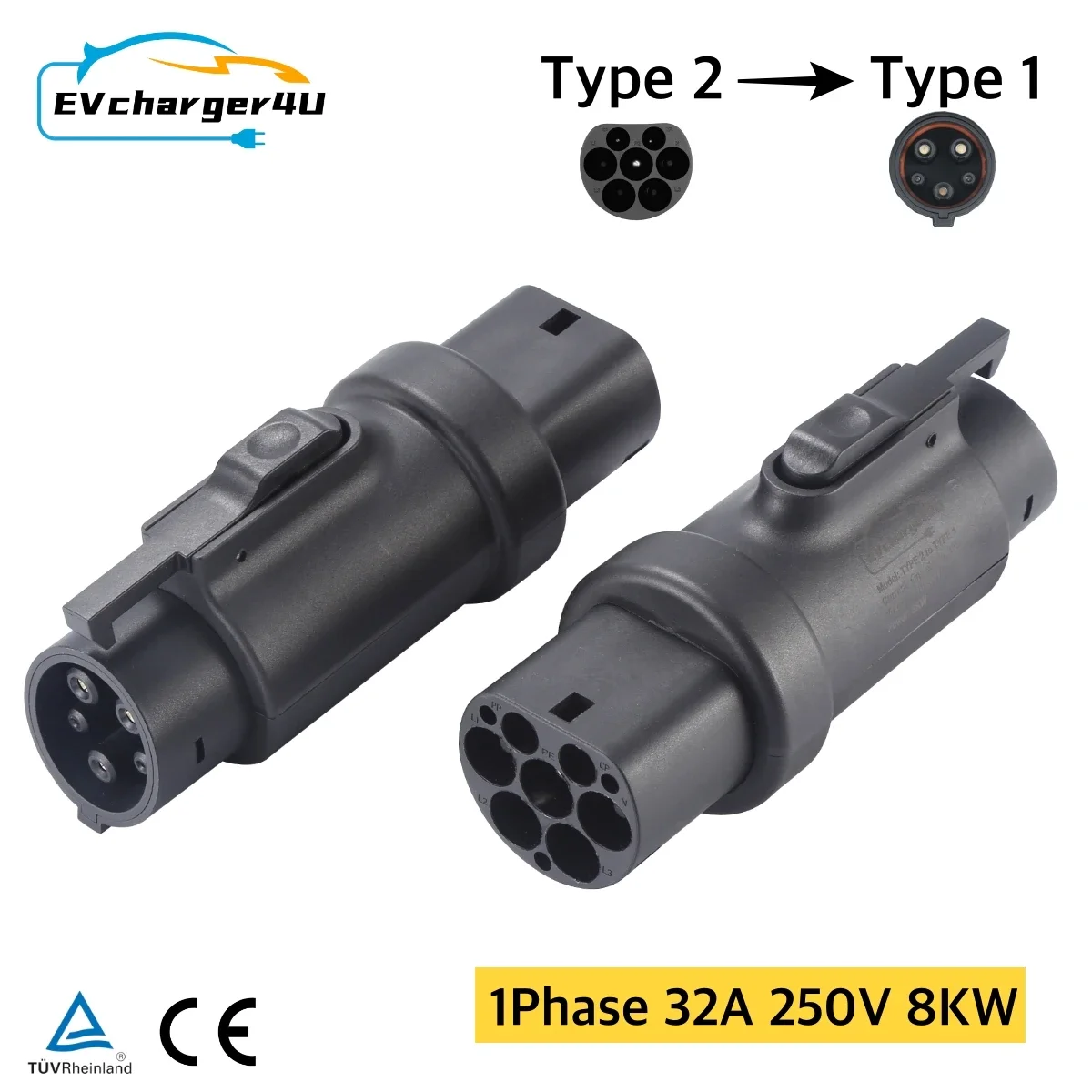 

EVcharger4U IEC62196 Тип 2 к SAE J1772 тип 1 EV адаптер зарядный преобразователь 250 В 32A Тип 2 Тип 1 Гбт зарядное устройство преобразователь адаптер