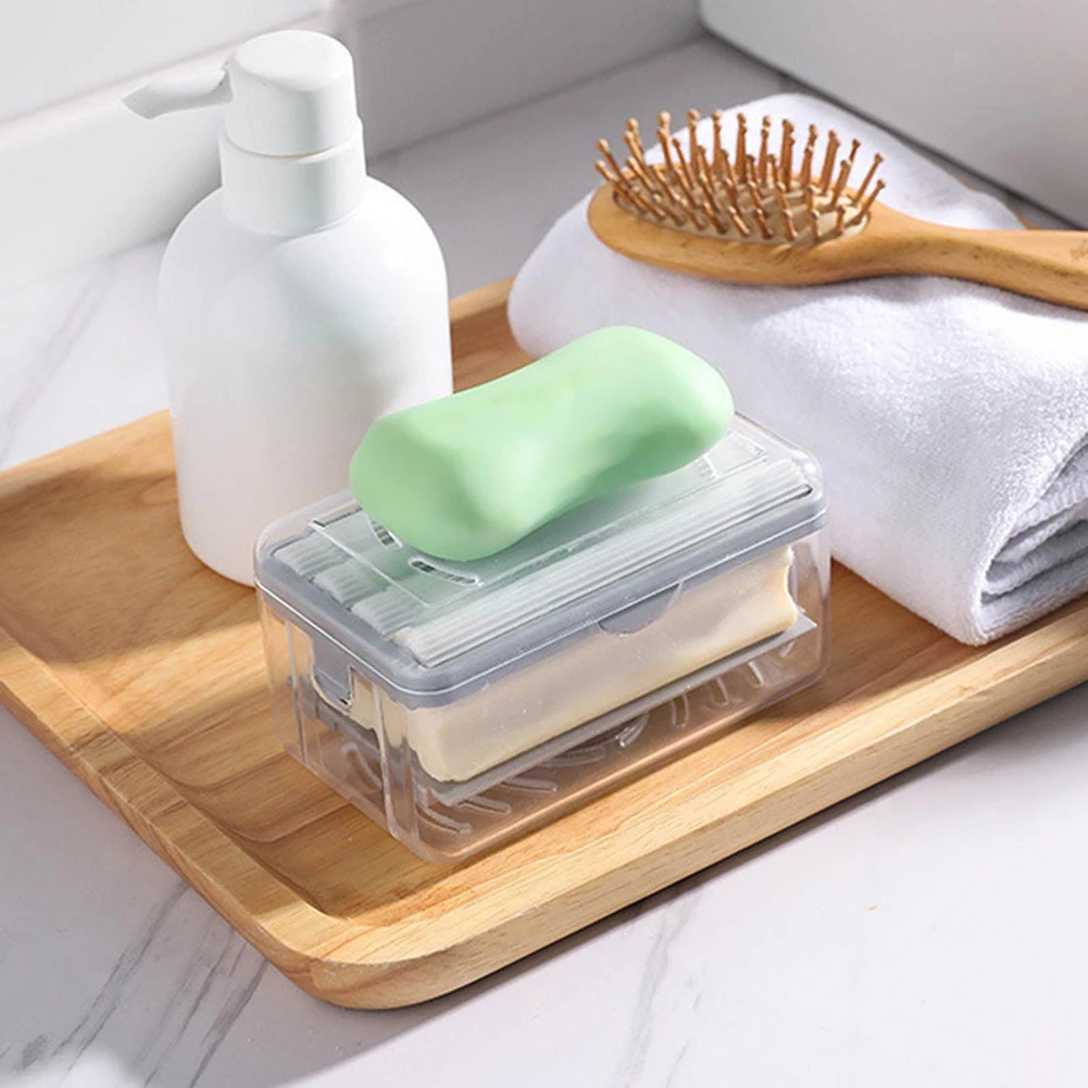 

2 In 1 Soap Dishes With Roller Holder Cleaning Soap Dispenser Container Foaming Soap Box Soap Bathroom Kitchen Clean Accessories