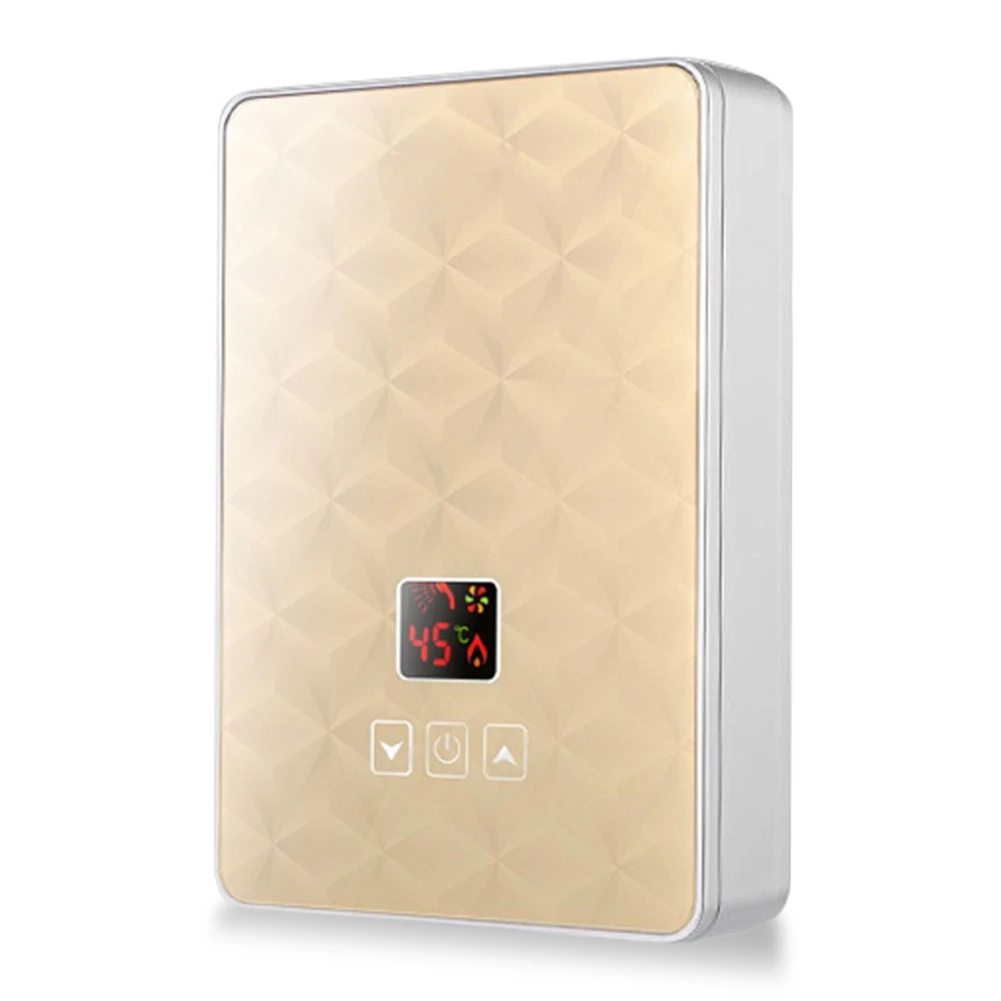 

Electric 5.5Kw Point-Of-Use Digital Display Instants Hot Water Heater with Overheating Protection EU Plug,Gold