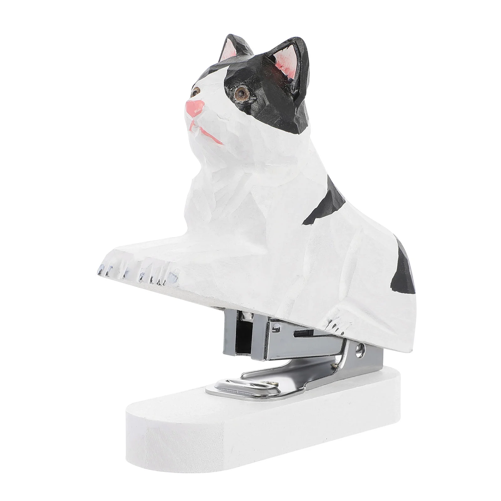 

Stapler Mini Office Cat Animal Cartoon Portable Stationery Desktop Student Home Tabletop Wooden 3D School Kids Desk Accessories