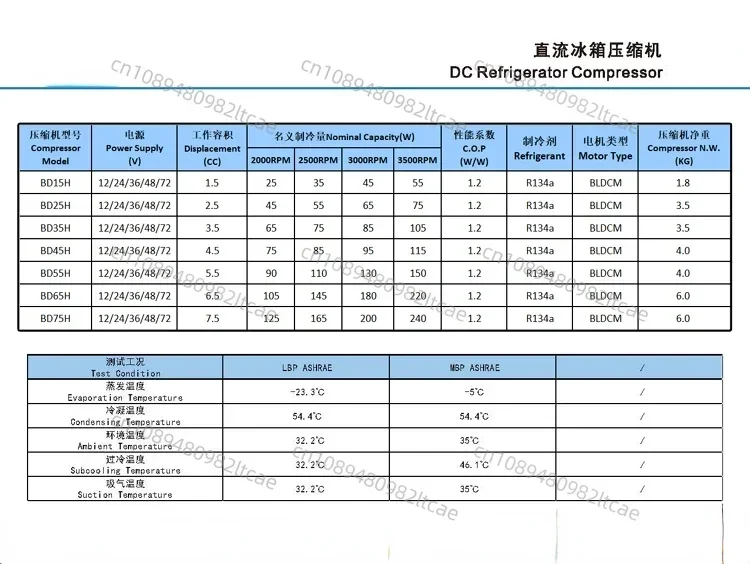 Компрессор BD15H BD25H BD35H BD75H Холодильный компрессор постоянного тока 12 В 24 для 400 л